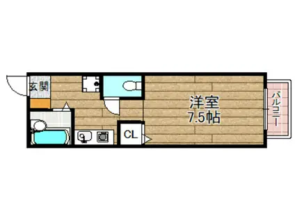 ユーハイツ千(1K/1階)の間取り写真