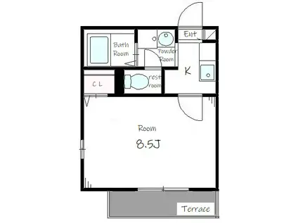 チェリーハイツ(1K/1階)の間取り写真