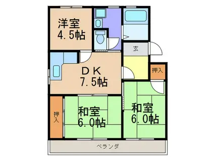 桜ハイツ(3DK/3階)の間取り写真