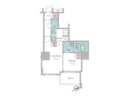 レジディアタワー目黒不動前(1LDK/12階)の間取り写真