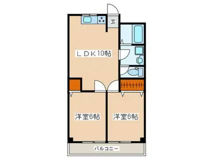 ベルジュールワキ(2LDK/4階)の間取り写真
