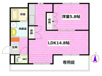 ベルジュシュシュ(1LDK/2階)の間取り写真