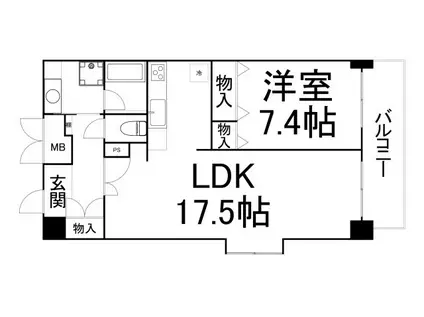 ドルチェ ヴィータ 都島(1LDK/7階)の間取り写真