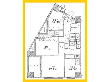 ダイナシティ西横浜(3DK/3階)の間取り写真