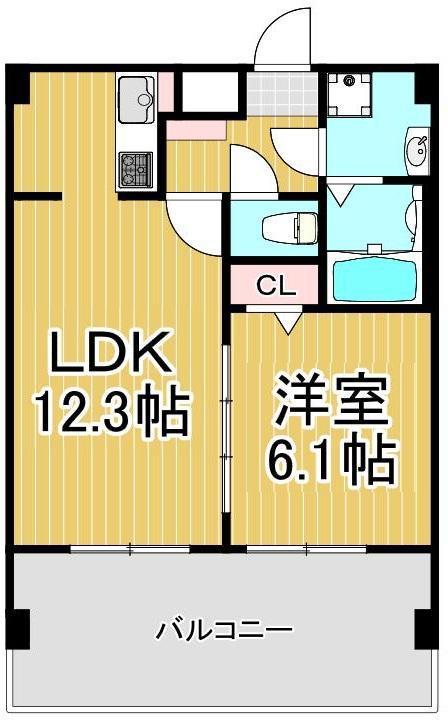ペアパレス六町環七北通(1LDK/5階)の間取り写真