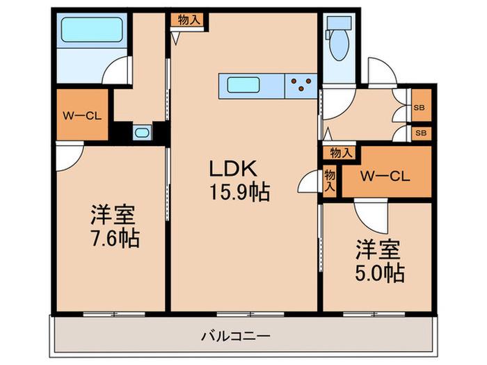 シャーメゾン春日(2LDK/2階)の間取り写真