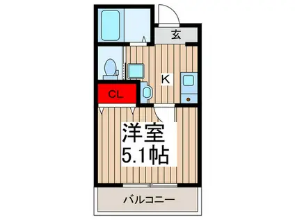 MELDIA新座II(1K/2階)の間取り写真