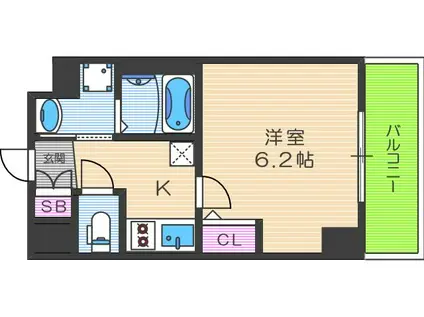 エステムコート梅田北IIゼニス(1K/7階)の間取り写真