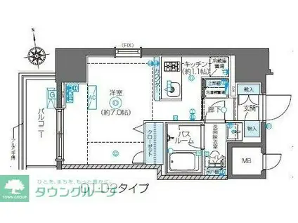 ZOOM東新宿(ワンルーム/13階)の間取り写真