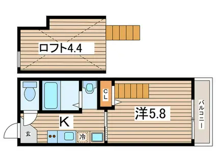 VENT VERT(1K/1階)の間取り写真