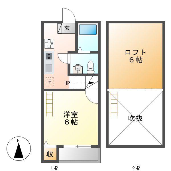 ヴェリテール本陣(1K/1階)の間取り写真