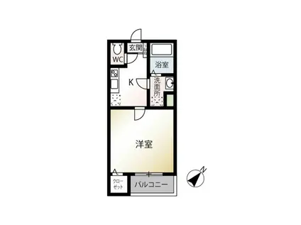 エムクアトロ柏(1K/1階)の間取り写真