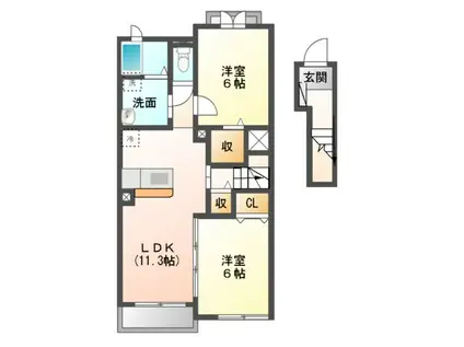 ランドマーク 0826 I・II・III(2LDK/2階)の間取り写真