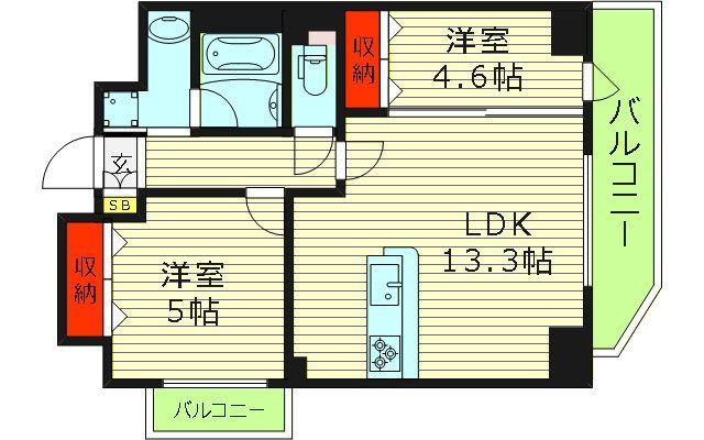 フォレスタ櫻(2LDK/4階)の間取り写真