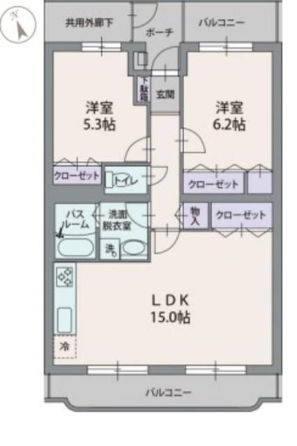 ミレニアムパレ(2LDK/3階)の間取り写真