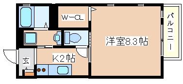ボナール(1K/1階)の間取り写真