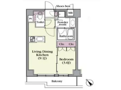 プラチナコート中目黒(1LDK/3階)の間取り写真