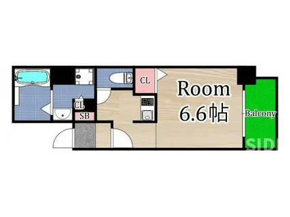 クレアート大阪トゥールビヨン(ワンルーム/5階)の間取り写真