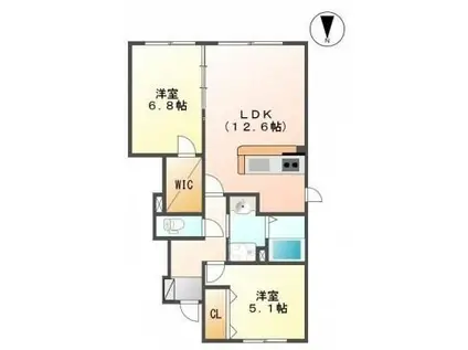 グランメゾンIII(2LDK/1階)の間取り写真