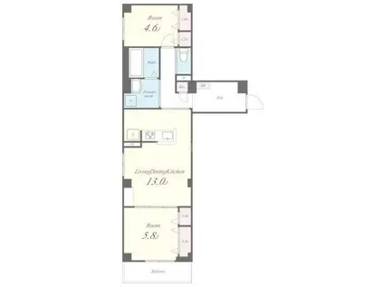 アークアコルトアヤセ(2LDK/4階)の間取り写真