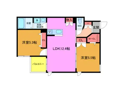 ファーストワン(2LDK/3階)の間取り写真