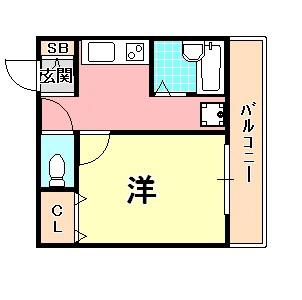 ジュネスわだつみ(1K/1階)の間取り写真