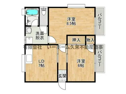 ウエストヒル(2DK/2階)の間取り写真