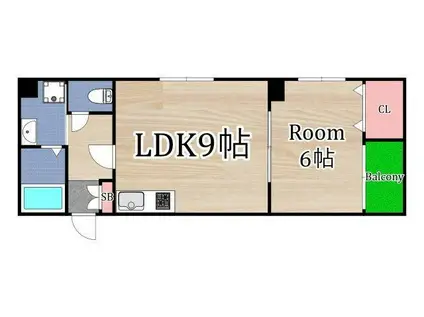 ルミエール鴫野(1LDK/2階)の間取り写真