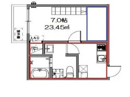 フォーストベル六実(1K/1階)の間取り写真