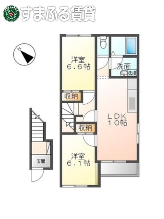 エルピーノ(2LDK/2階)の間取り写真