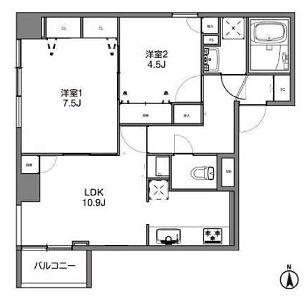ベルフォーレ御徒町(2LDK/2階)の間取り写真