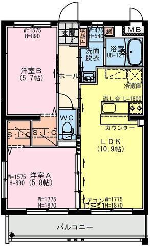 GREEN TERRACE TOSHIMI(2LDK/4階)の間取り写真