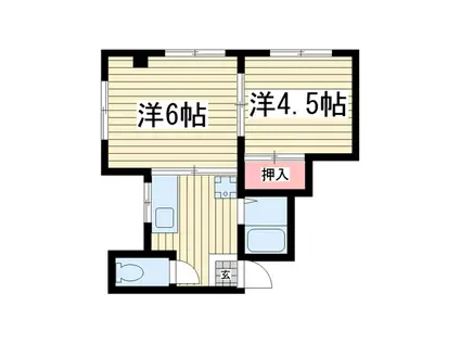 第二山手マンション(1DK/2階)の間取り写真