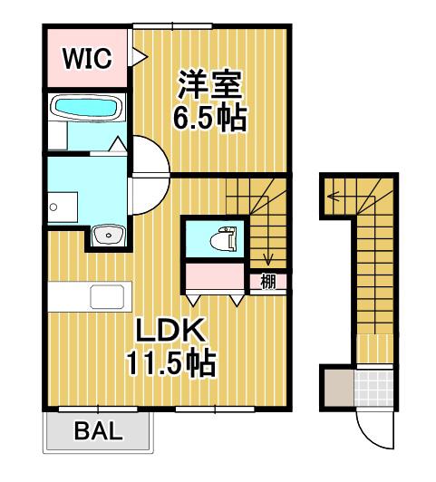 パルフェ和泉(1LDK/2階)の間取り写真