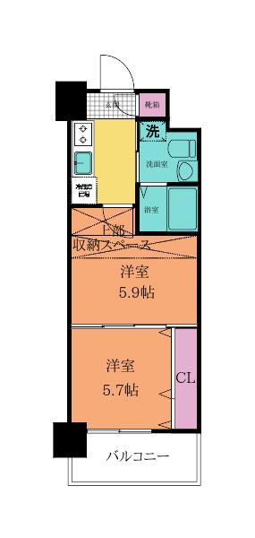 NO.65 CROSSING TOWER(2K/21階)の間取り写真