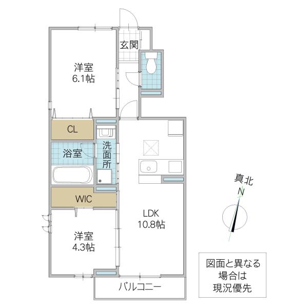 SPINEL B棟(2LDK/1階)の間取り写真
