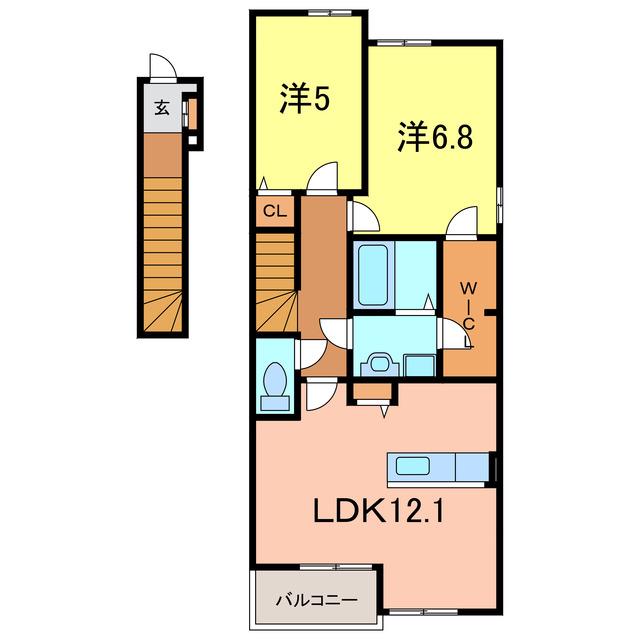 カーサ ソレイユ(2LDK/2階)の間取り写真