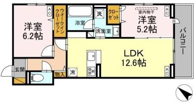 レジデンスヒルトップ(2LDK/3階)の間取り写真