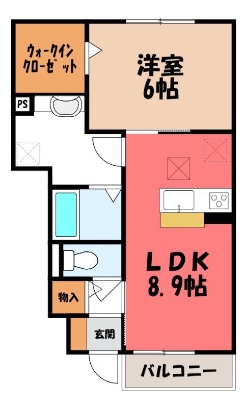リーヴ ゴーシュ I(1LDK/1階)の間取り写真