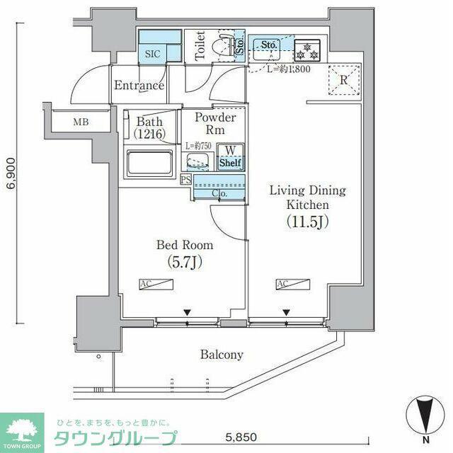 プライムブリス上野元浅草(1LDK/11階)の間取り写真