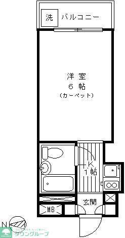 ペガサスマンション経堂(ワンルーム/4階)の間取り写真