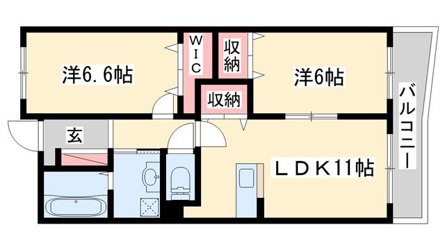 メゾン・ド・フレール(2LDK/2階)の間取り写真