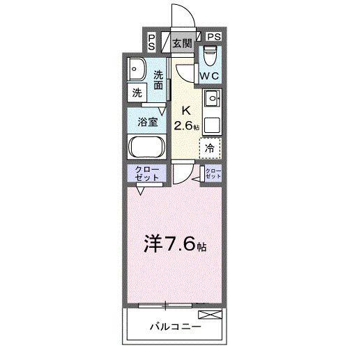 ヒカルサ熊谷サウス(1K/2階)の間取り写真