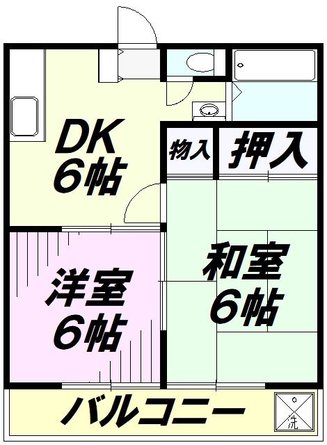 サンハイツあづま(2DK/2階)の間取り写真