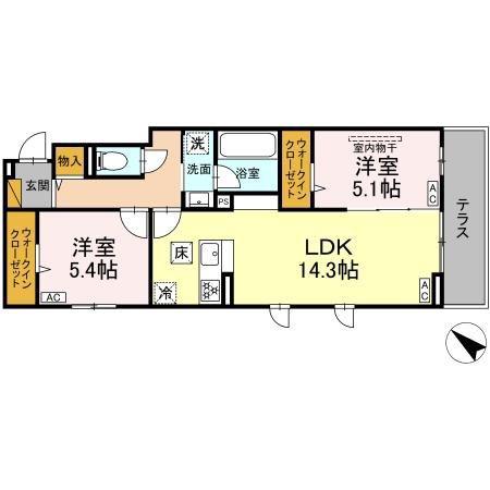レジデンスヒルトップX XI XI(2LDK/1階)の間取り写真
