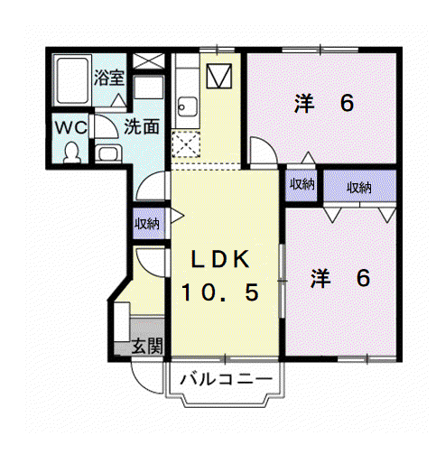 ソフィーシアB(2LDK/1階)の間取り写真