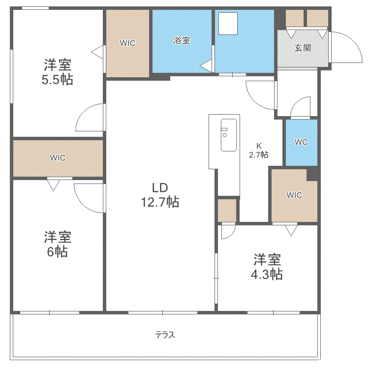 リッツグランデ八軒(3LDK/4階)の間取り写真