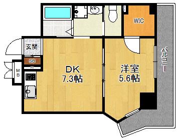 立花レジデンス(1DK/4階)の間取り写真