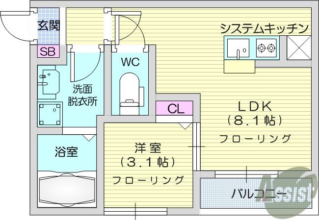 LIRIO 1(1LDK/1階)の間取り写真
