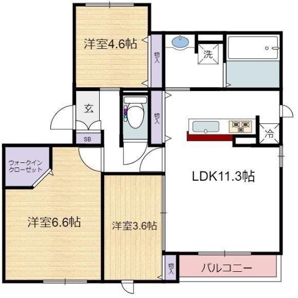コーポ中野(3LDK/3階)の間取り写真